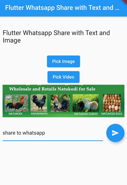 Flutter share option - whatsapp share text and image