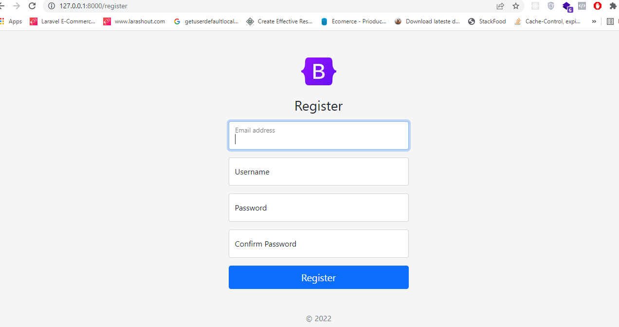 Laravel 9 auth registration page