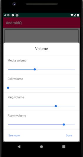 Android Q - Volume Settings Panel