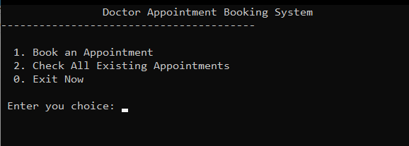 Cpp Doctor booking Appointment Project source code