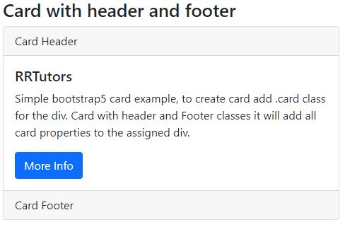 Create html card with header and footer