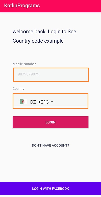 Kotlin Login design with Constraint layout