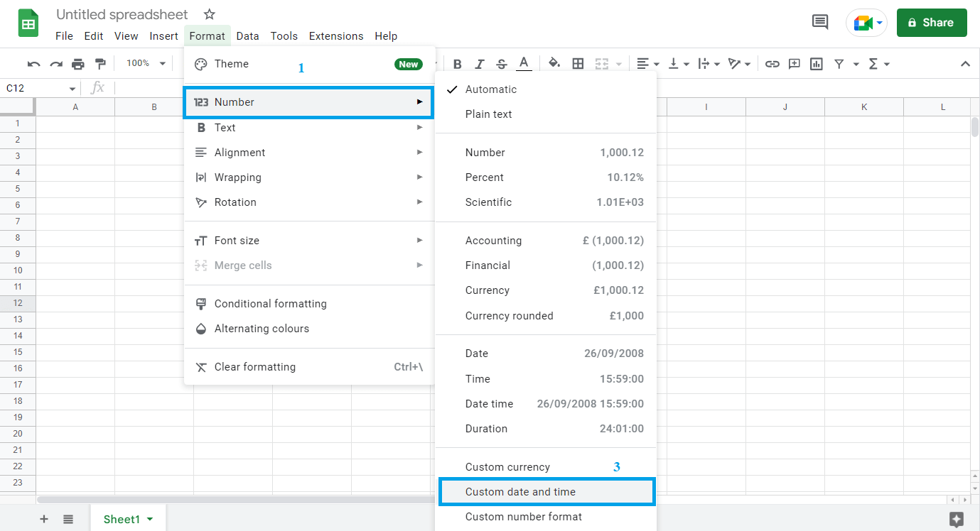 Create a Custom Date in Google sheets2
