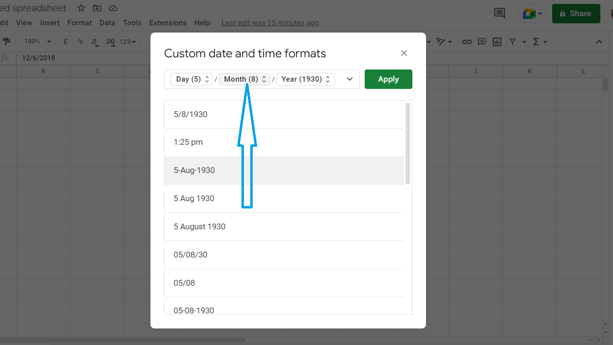 Create a Custom Date in Google sheets5