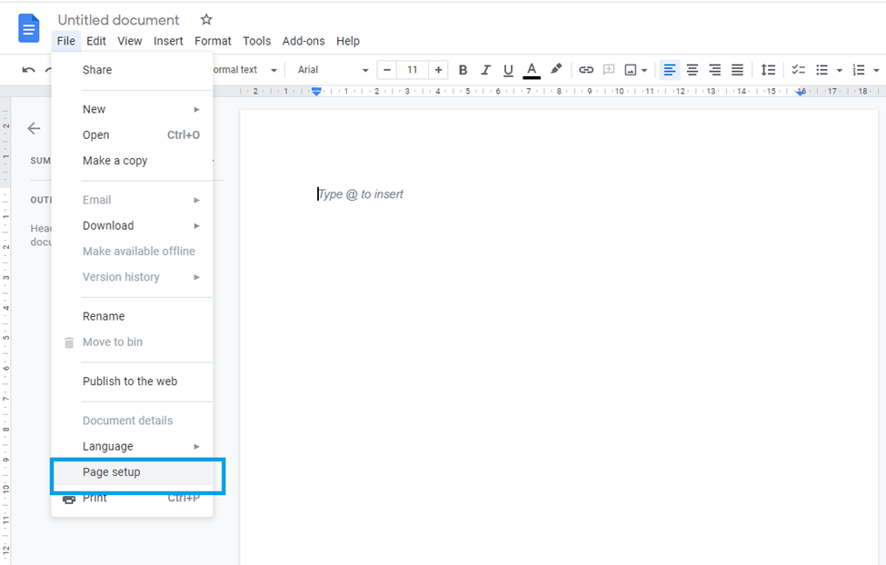 Create Title Page in Google doc