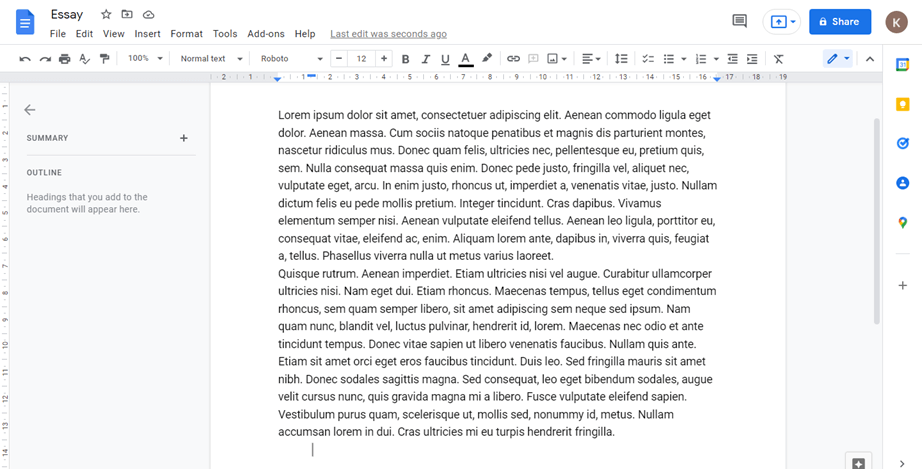 How to Indent a paragraph or page in Google Docs