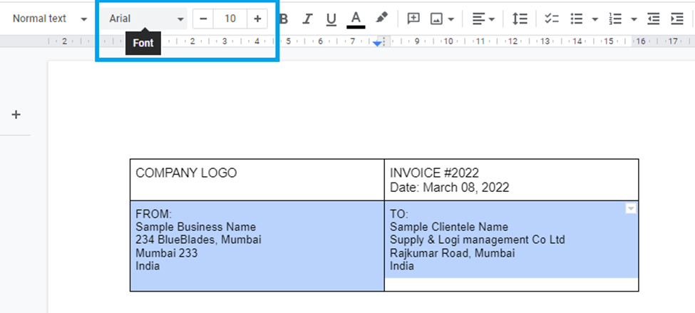 Create INvoice in Google Doc7