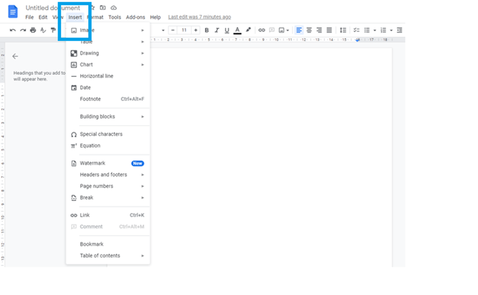 How do i add Table in Google docs page2