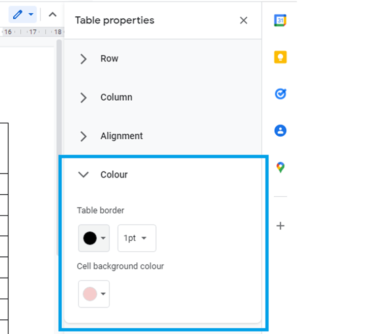 How do i add Table in Google docs page9