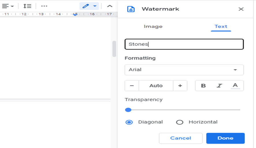 Add watermark google doc pages