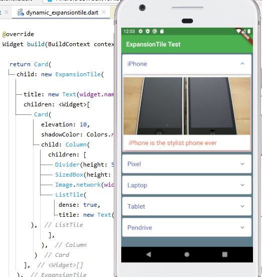 Dynamic Expansiotn/ Collapse view in Flutter