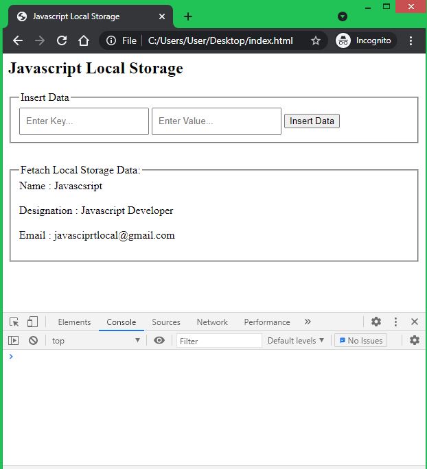 Javascript Local Storage