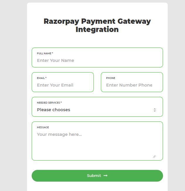 PHP Razorpay Payment Gateway integration