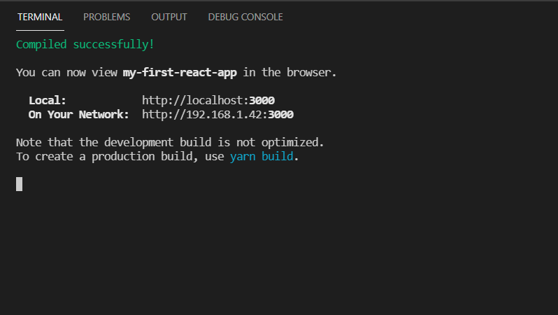 ReactJS Installation success