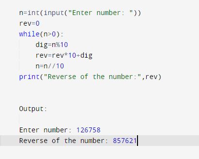Python Program to reverse the given number