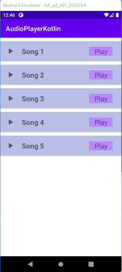 Android Audio Player example Play list of audio files