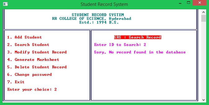 C Source code Student Management System