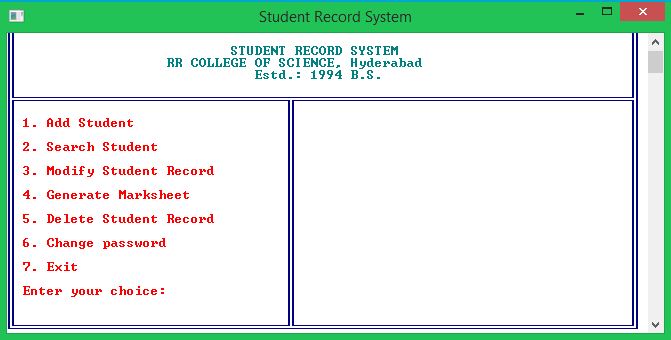 Student Record System C Project