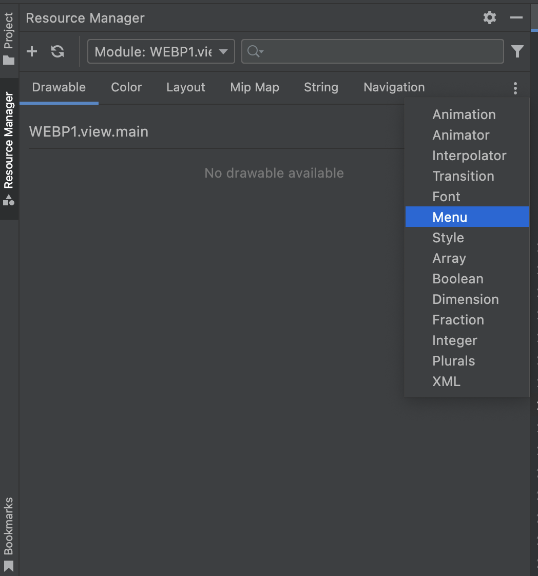 Android studio resource Manager