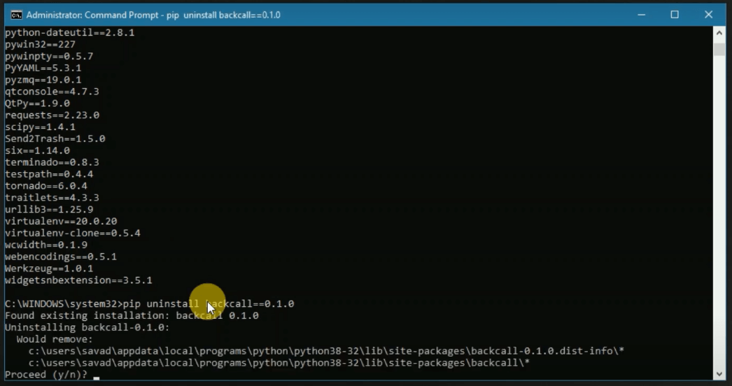 Uninstall Python backcall--0.1.0 uninstall-5